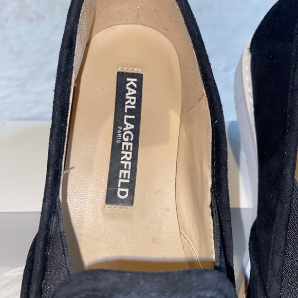 NWOT Karl Lagerfeld CYRA Suede Black Loafers SZ 6 - Picture 4 of 5